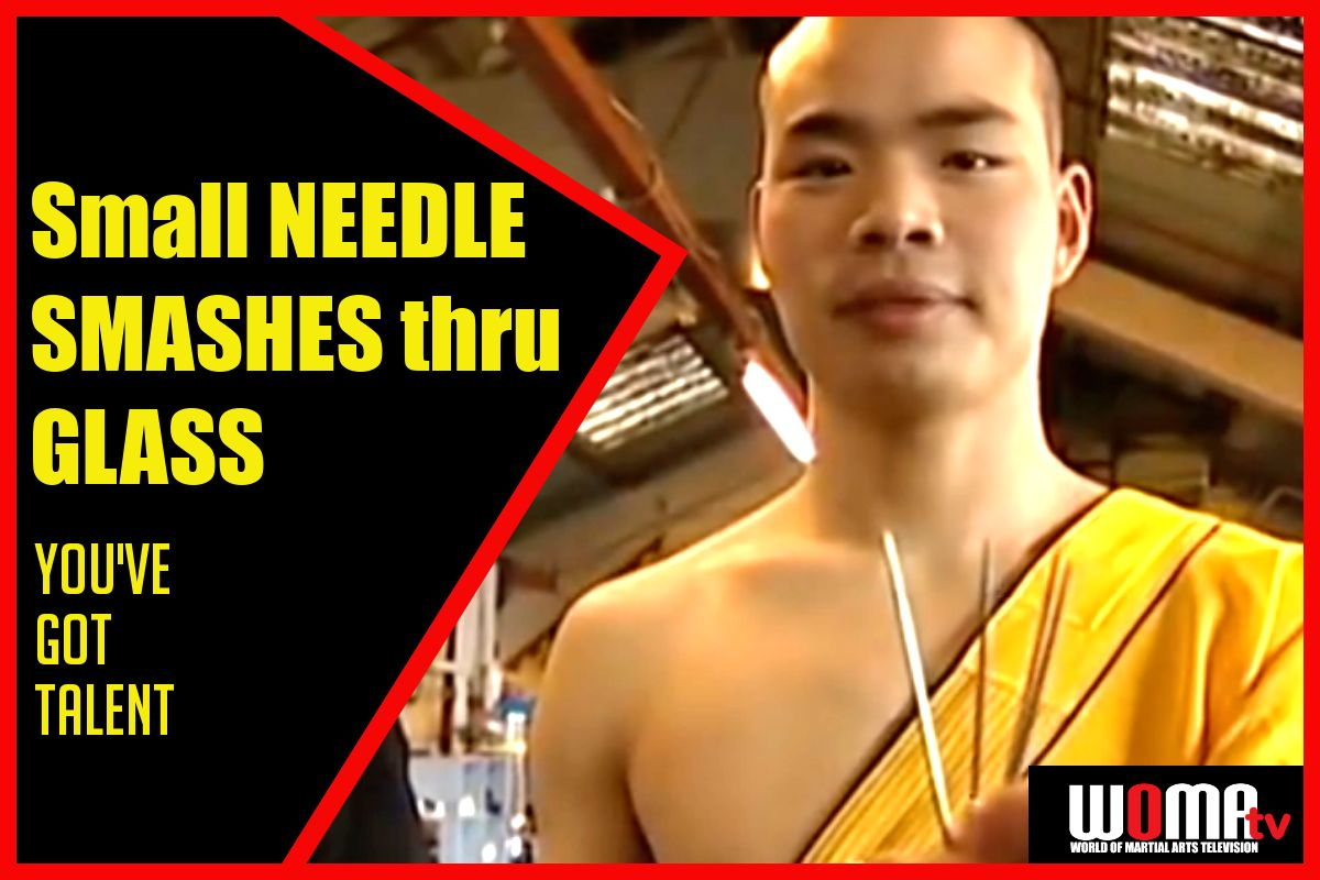 Small NEEDLE SMASHES thru GLASS